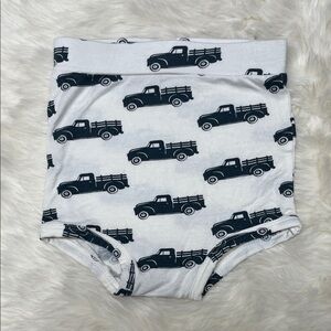 Kate Quinn Vintage Truck Diaper Cover Bloomers - Black and White 12-18 Bamboo